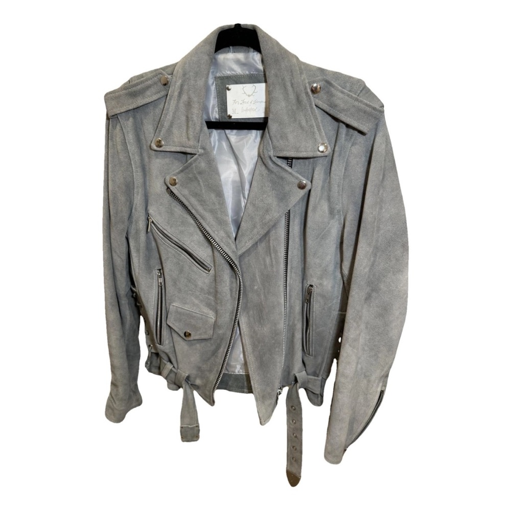 For Love And Lemons Light Gray Suede Jacket